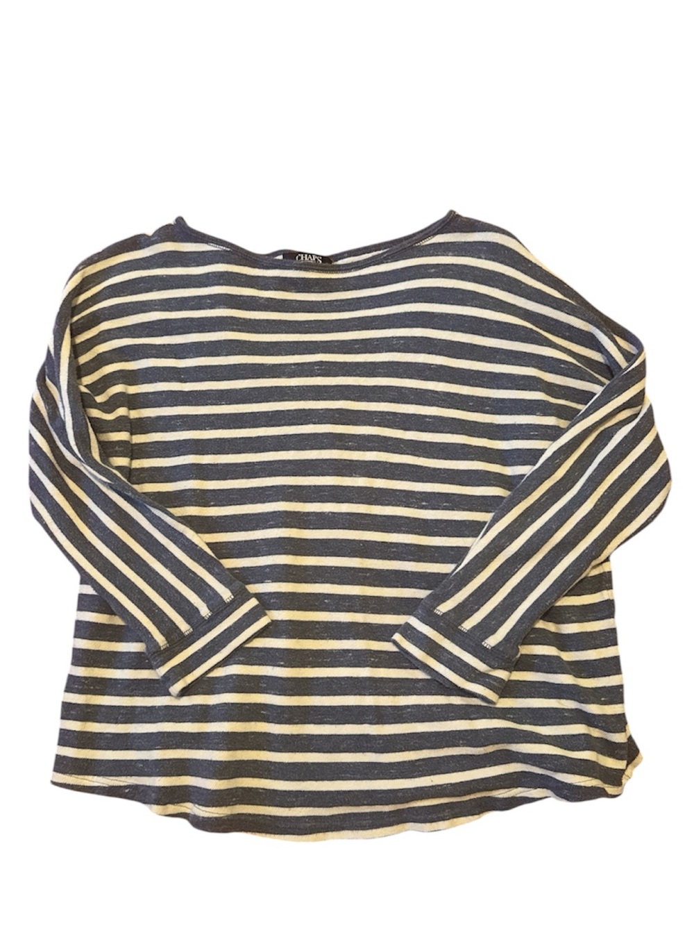 Chaps Navy and Cream Striped Long-Sleeve Tee